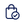 Blue icon of a shopping bag with a check mark on a transparent background
